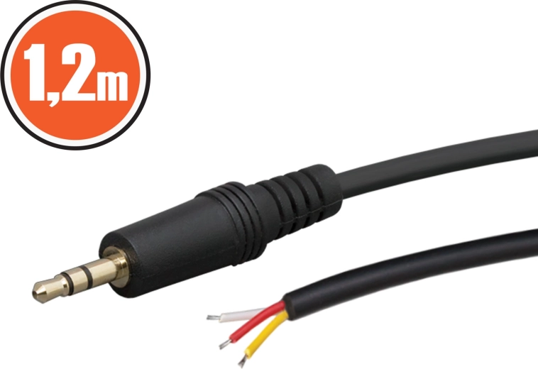 Audio kabelis Jack 3,5 mm stereo, 1,2 m, melns