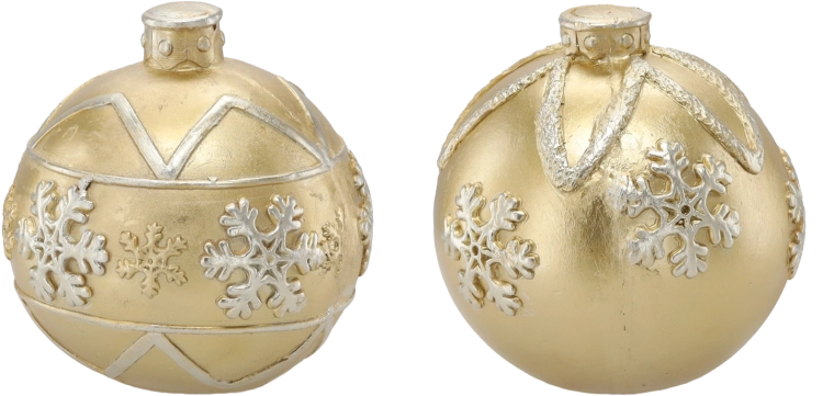 Golden Christmas bauble with snowflakes 21.5 cm