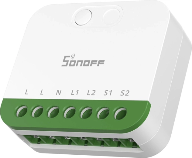Sonoff mini-2gs Matter divkanālu viedais sienas slēdzis