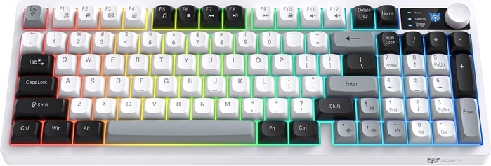 Spēļu tastatūra Onikuma MT902 bezvadu 2,4 GHz RGB melnbalta
