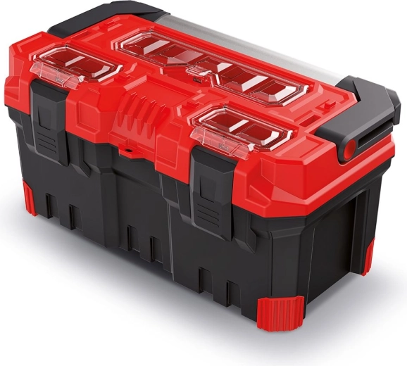 Instrumentu kaste ar metāla rokturi TITAN PLUS, 496 × 258 × 240 mm, sarkana