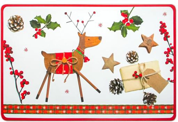 Ziemassvētku plastmasas paliktnis TORO ar ziemeļbriedi 28 × 43 cm