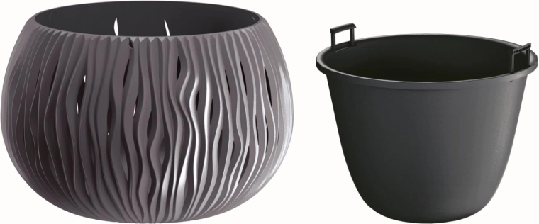 Sandy Bowl Planter with Insert 23.8 cm Anthracite