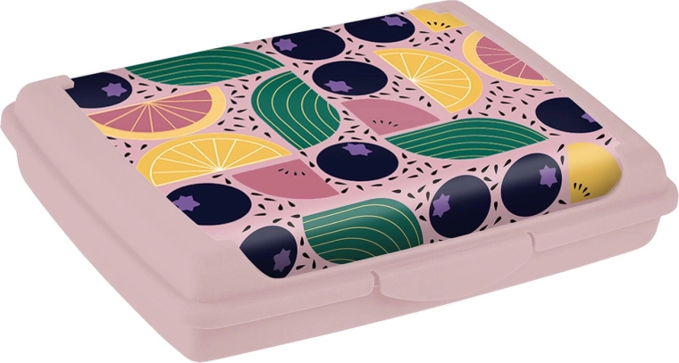 Uzkodu kārbiņa ar klipsi 17 × 13 × 3,5 cm (krāsu un motīvu mikss)