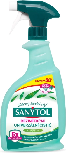SANYTOL dezinfekcijas universālais tīrīšanas līdzeklis aerosolā, eikalipts 500 ml + 50 % bez maksas