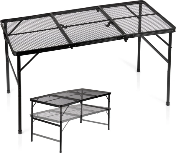 Saliekamais tūrisma galds Vilde 2v1, regulējams augstums, melns 120 × 60 cm