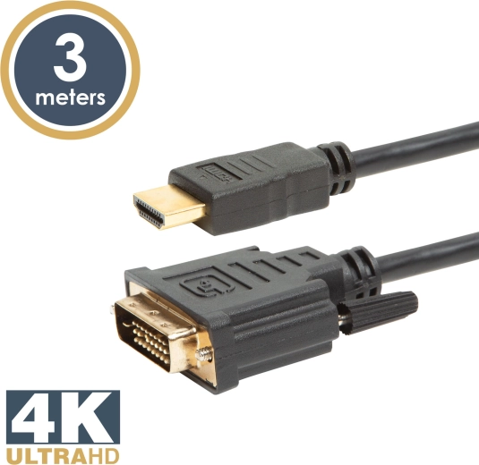 Divvirzienu HDMI–DVI-D kabelis, 3 m