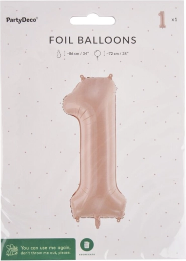 Folijas balons cipars 1 bēšā krāsā 72 cm