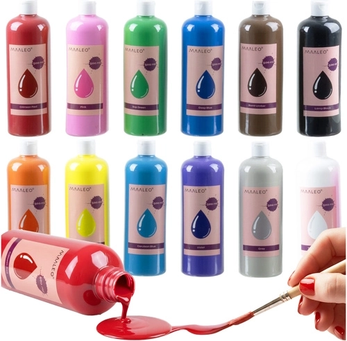 Plakātu krāsas Maaleo – 12 krāsu komplekts 500 ml
