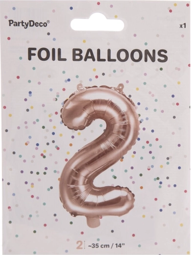 Foil balloon number 2, pearly pink, 35 cm