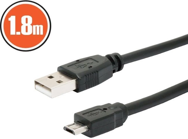 USB 2.0 kabelis A–micro B, 1,8 m, melns