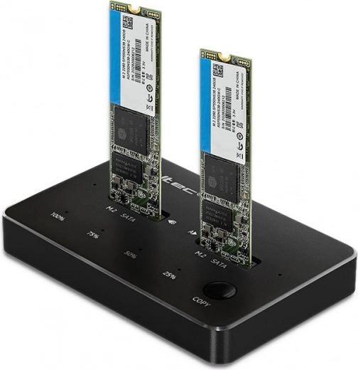 Dokstacija 2× SSD M.2 SATA (NGFF) ar USB‑C Qoltec