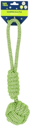 Green dog tug toy made of cotton rope