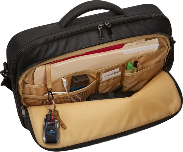 Clear organization of accessories and documents