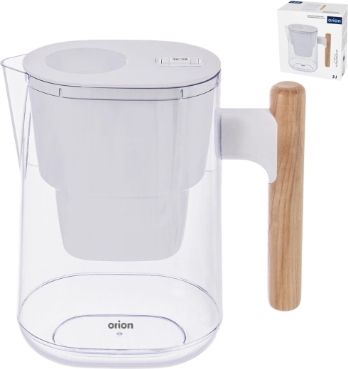 Orion ūdens filtrēšanas krūze Whiteline 3 l balta ar koka dekoru