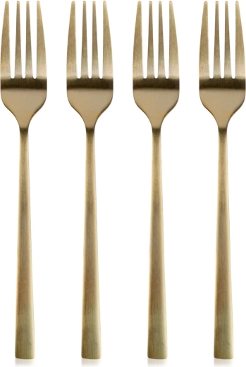 Set of Gold Stainless Steel Dessert Forks, 4 pcs