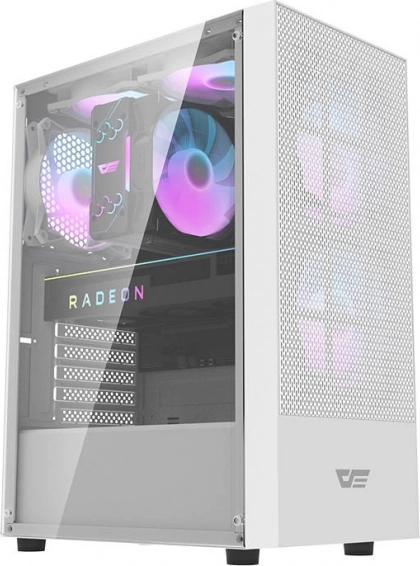 Datora korpuss darkflash A290, balts, ar rūdītu stiklu un 3 ventilatoriem
