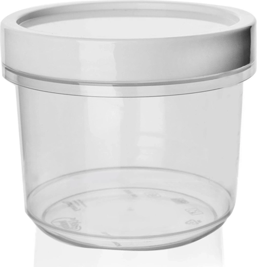 Plastmasas apaļš pārtikas trauks ar blīvējumu un uzskrūvējamu vāku 940 ml