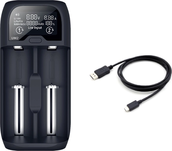 Solight viedais akumulatoru lādētājs Li-Ion/LiFePO4/Ni-MH/Ni-Cd ar LCD displeju, 2 kanāli, 2000 mA