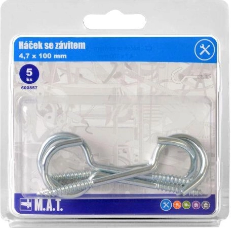 Threaded hook Zn 100 × 4.7 mm, pack of 5 pcs