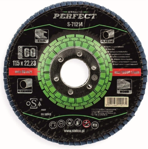 Lapu slīpdisks 115 × 22,23 mm, graudainība 60 STALCO