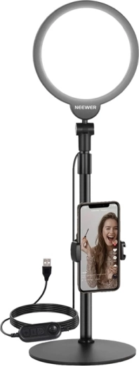 Neewer R06 komplekts selfijiem ar 18 cm gredzenveida LED gaismu un telefona turētāju