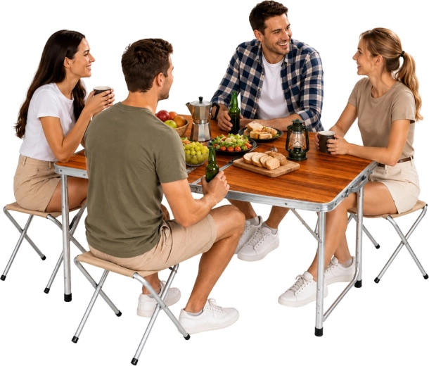 Set for 4 people: table + 4 stools