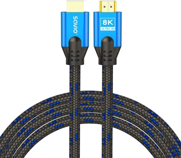 HDMI kabelis 2.1 3 m 8K zili‑melns ar apzeltītiem konektoriem