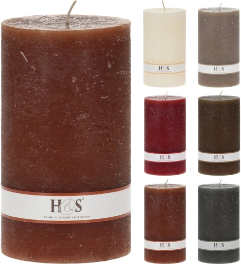 Rustic pillar candle 9 × 15 cm – color mix
