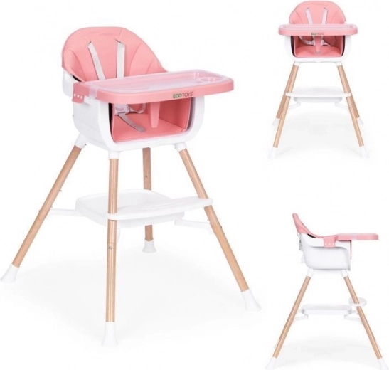 Children's 2-in-1 High Chair, Pink, ECOTOYS