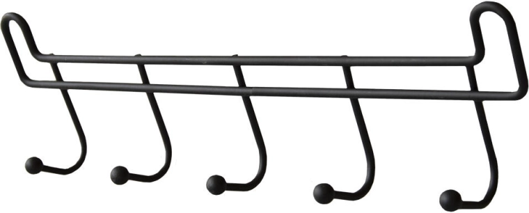 Sienas vannasistabas pakaramais ar 5 āķiem, 27 cm, melns metāls