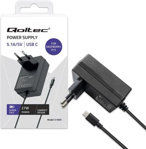 Super FAST PD lādētājs Raspberry Pi 5 ar USB‑C 27W