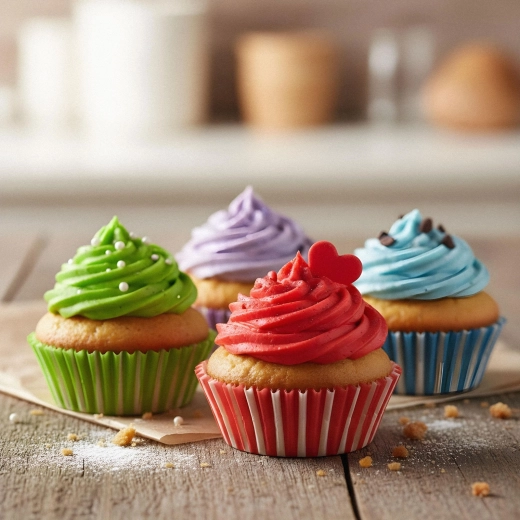 Set of striped paper muffin cups