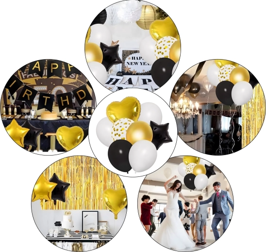 Balonu komplekts 30. dzimšanas dienai melni–zelts XXL
