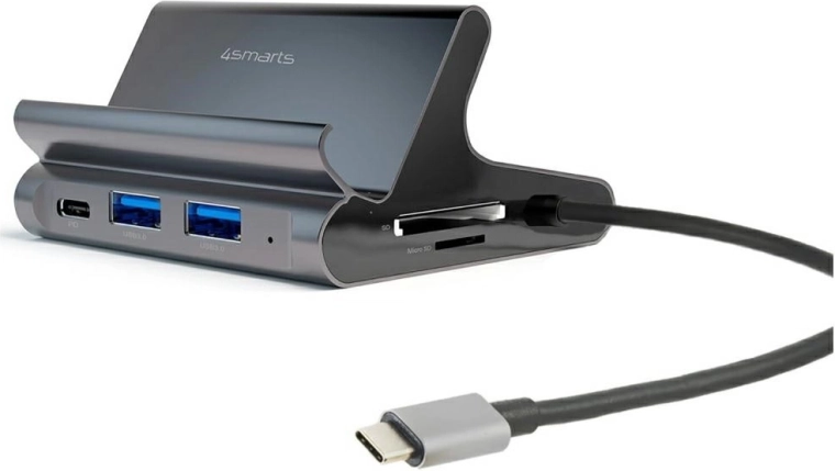 Galda USB‑C dokstacija 7‑in‑1 ar statīvu planšetdatoram un tālrunim ar Samsung DeX atbalstu