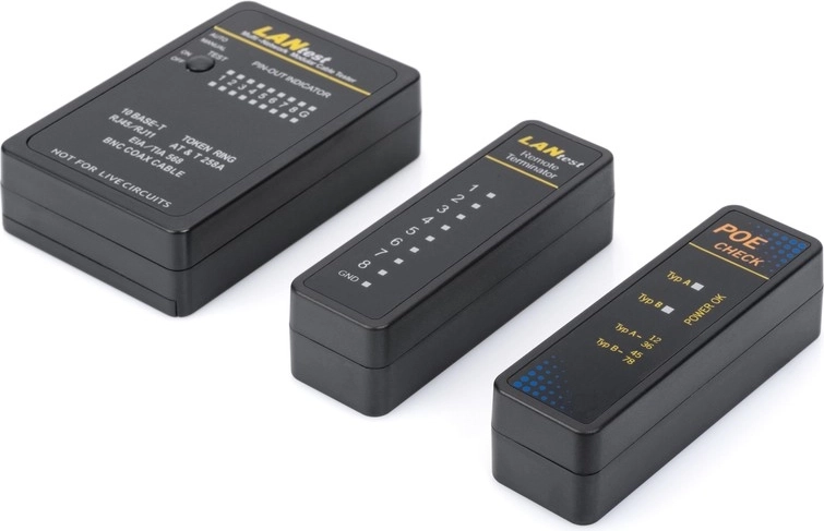 RJ45/RJ12/RJ11/BNC tīkla un sakaru kabeļu testeris ar automātisko skenēšanu un PoE