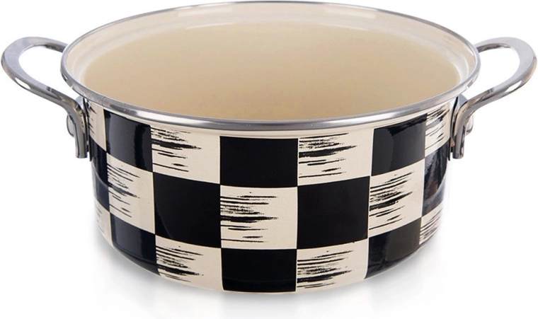 Enamel Pot Checkerboard 20 cm, 2.2 l