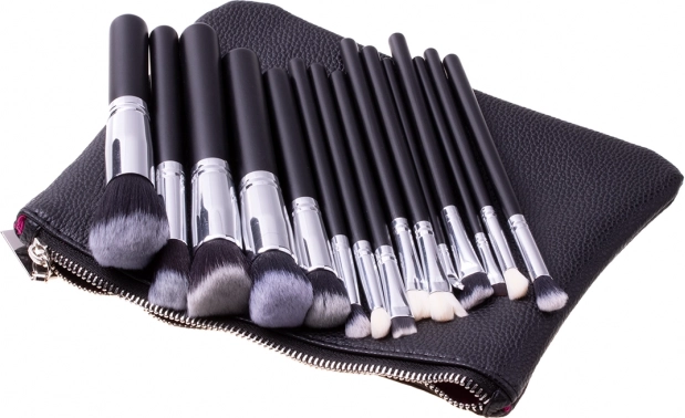 Makeup Brush Set 15 pcs with Case - Black