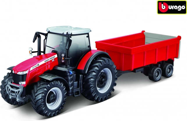 Bburago lauksaimniecības traktors Massey Ferguson 8740S ar piekabi 1:50