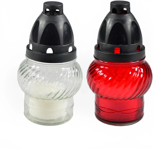 Stikla kapu lampa 14 cm ar parafīna sveci (krāsu mikss)