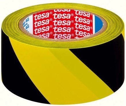 Warning self-adhesive tape 50 mm × 33 m yellow-black TESA