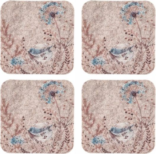 Set of 4 felt coasters Serenity 10 × 10 cm