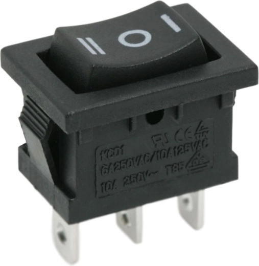 Black three-position rocker switch ON-OFF-ON
