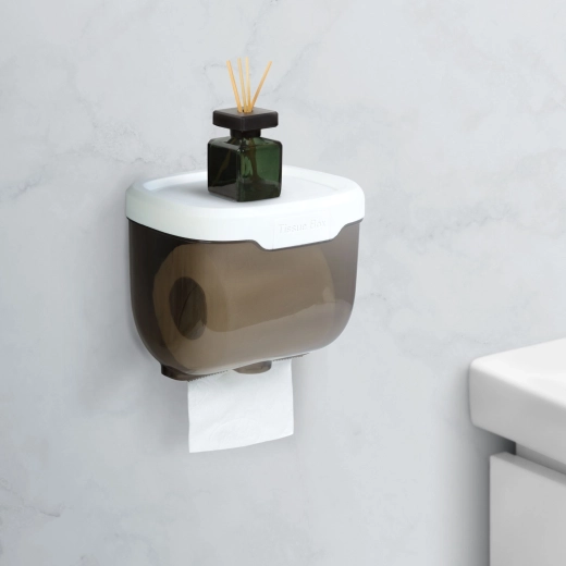 Wall-mounted toilet paper holder with shelf