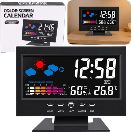 Digital clock with indoor thermometer and hygrometer – LED weather station