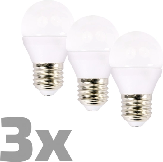 Ecolux LED miniglobe E27 spuldze, 6 W, 3000 K, 450 lm – 3 gab.