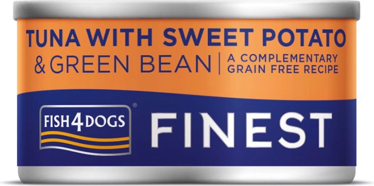 Suņu konservi ar tunci, batātēm un zaļajām pupiņām 85 g FISH4DOGS Finest