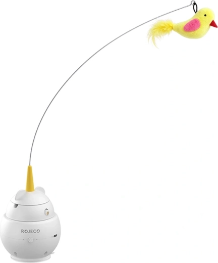 Rojeco Q2 rotating laser toy with feather for cats