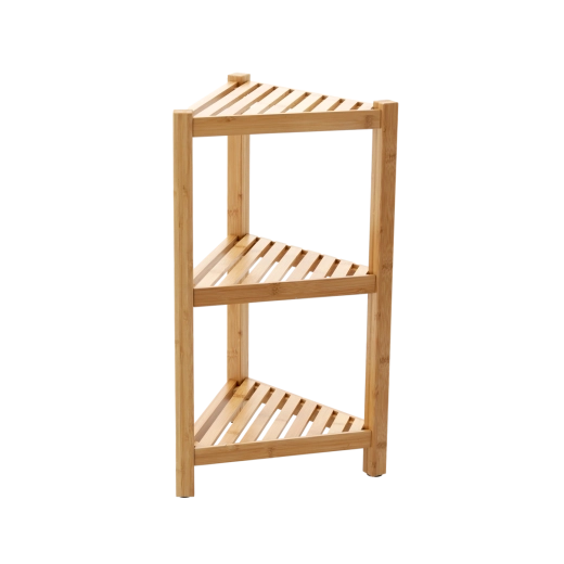 Bambusa stūra plaukts ar 3 plauktiem, 34 × 34 × 60 cm