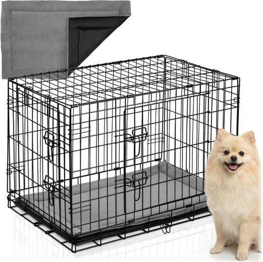 Metāla kenela būris sunim ar plīša guļvietu 75 × 45 × 54 cm
